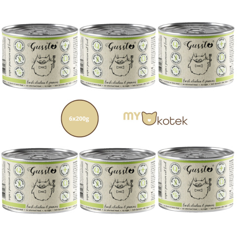 Zestaw GUSSTO Świeży kurczak z krewetkami, karma premium 6x200g Zestaw GUSSTO Świeży kurczak z krewetkami, karma premium 6x200g