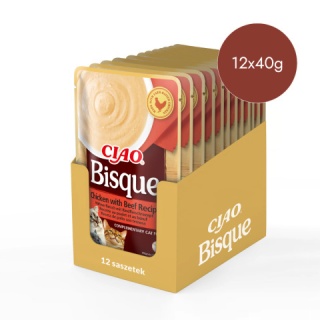 Zestaw Inaba Ciao Bisque kurczak z wołowiną - kremowa zupa dla kota 12x40g