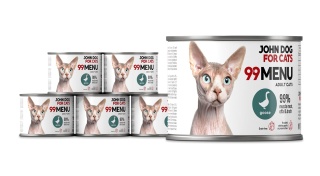 Zestaw Karma mokra 99 MENU John Dog for Cats 6x200g Gęś