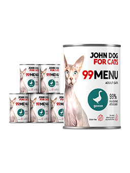 Zestaw Karma mokra 99 MENU John Dog for Cats 6x400g Gęś