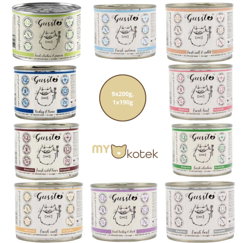 Zestaw Testowy GUSSTO Mix Smaków 9x 200g oraz 1x190g Zestaw Testowy GUSSTO Mix Smaków 9x 200g oraz 1x190g