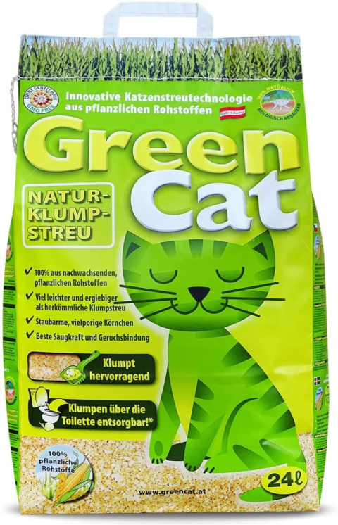 Green Cat Żwirek kukurydziany dla kota 12L - żwirek zbrylający drobnoziarnisty Green Cat Żwirek kukurydziany dla kota 12L - żwirek zbrylający drobnoziarnisty
