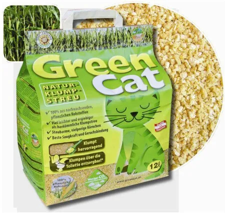Green Cat Żwirek kukurydziany dla kota 12L - żwirek zbrylający drobnoziarnisty Green Cat Żwirek kukurydziany dla kota 12L - żwirek zbrylający drobnoziarnisty