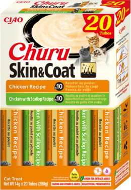 INABA Cat Churu Box SKIN COAT Chicken Variety - przysmaki Skóra i sierść kurczak 20x14g (280g)