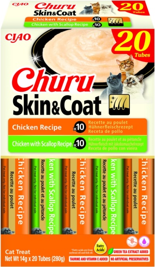 INABA Cat Churu Box SKIN COAT Chicken Variety - przysmaki Skóra i sierść kurczak 20x14g (280g)