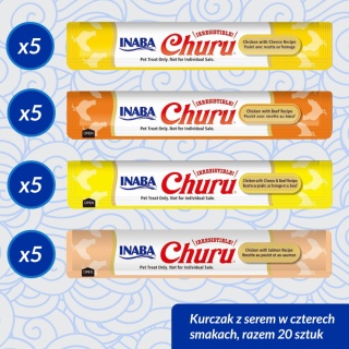 INABA CHURU Box VARIETY CHICKEN & BEEF - Kremowe przysmaki dla kotów z kurczakiem i wołowiną 20x14g (280g)