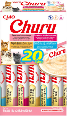 Inaba Churu Variety Box Seafood - Kremowe przysmaki dla kotów z tuńczykiem i owocami morza 20x14g (280g)