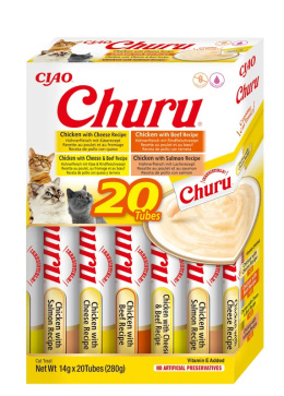INABA CHURU Box VARIETY CHICKEN & BEEF - Kremowe przysmaki dla kotów z kurczakiem i wołowiną 20x14g (280g)