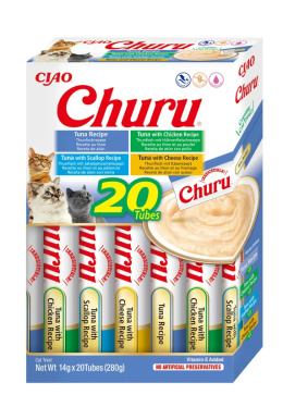 INABA CHURU Box Varietes Tuna - Kremowe przysmaki dla kotów z tuńczykiem 20x14g (280g)