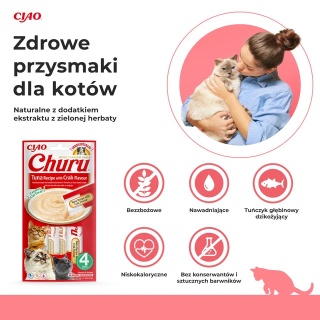 INABA CHURU Kremowe przysmaki dla kotów tuńczyk z krabem 4x14g