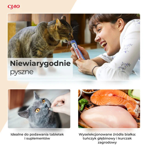 INABA CHURU Kremowe przysmaki dla kotów tuńczyk z krabem 4x14g INABA CHURU Kremowe przysmaki dla kotów tuńczyk z krabem 4x14g
