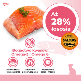 INABA CHURU Kremowe przysmaki dla kotów receptura z łososiem i kurczakiem 4x14g