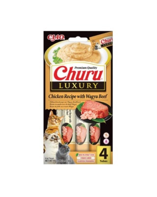 INABA CHURU Luxury Kremowe przysmaki dla kotów tuńczyk z wołowiną Wagyu 4x14g