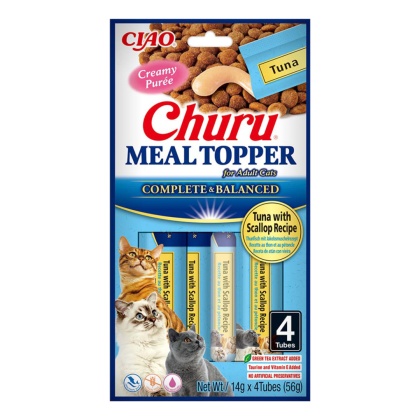 INABA CHURU Meal Topper dosmaczacz dla kotów Tuńczyk i przegrzebki 4x14g