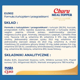 INABA CHURU Meal Topper dosmaczacz dla kotów Tuńczyk i przegrzebki 4x14g