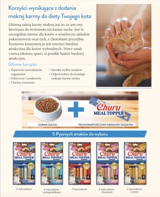 INABA CHURU Meal Topper dosmaczacz dla kotów Kurczak z serem 4x14g