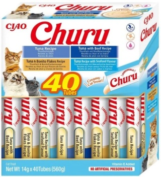 INABA CHURU Mega Box Kremowe przysmaki dla kotów z tuńczykiem 40x14g (560g)