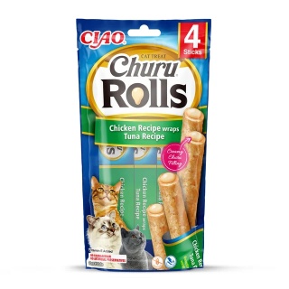 INABA CHURU ROLLS przysmak kurczaka z tuńczykiem 4x10g