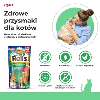 INABA CHURU ROLLS przysmak kurczaka z tuńczykiem 4x10g