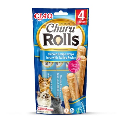 INABA CHURU ROLLS przysmak z kurczak, tuńczyka i przegrzebków 4x10g
