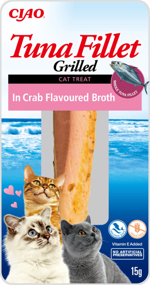 INABA CIAO Grillowany Fillet z tuńczyka w bulionie z kraba 15g INABA CIAO Grillowany Fillet z tuńczyka w bulionie z kraba 15g
