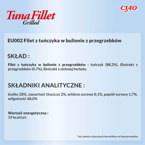 INABA CIAO Grillowany Filet z tuńczyka w bulionie z przegrzebków 25g INABA CIAO Grillowany Filet z tuńczyka w bulionie z przegrzebków 25g