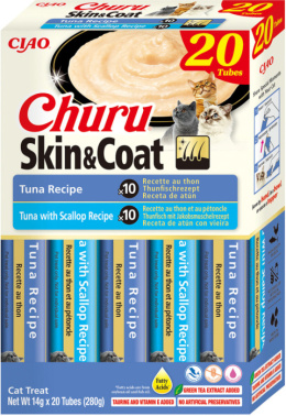 INABA Cat Churu Box SKIN COAT Tuna Variety - przysmaki Skóra i sierść tuńczyk 20x14g (280g)
