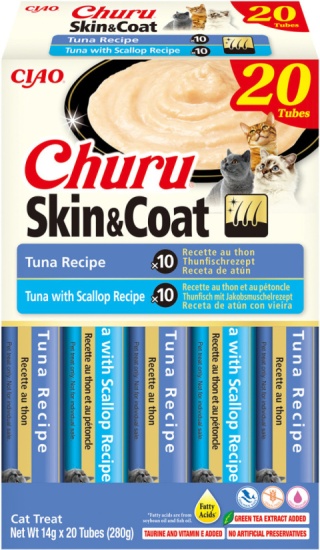 INABA Cat Churu Box SKIN COAT Tuna Variety - przysmaki Skóra i sierść tuńczyk 20x14g (280g)
