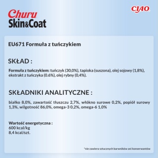 INABA Churu Skin Coat Tuna - przysmaki piękna sierść i zdrowa skóra tuńczyk- 4x14g (56g)