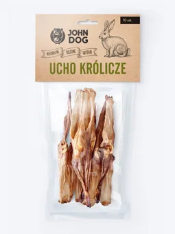 John Dog Ucho królicze bez futra - przysmak monoproteinowy dla kota 10 szt