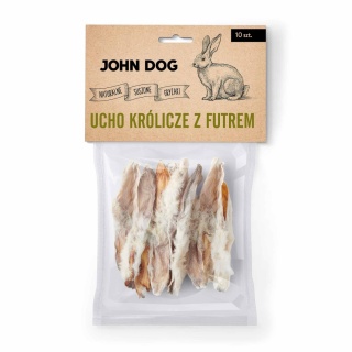 John Dog Ucho królicze z futrem - przysmak monoproteinowy dla kota 10 szt