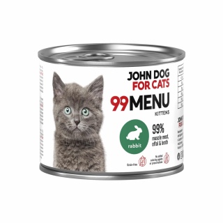 Karma mokra 99 MENU John Dog for Cats dla kociąt królik 200g