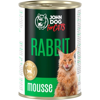 John Dog for Cats Mus Królik 400g - mokra karma dla kota