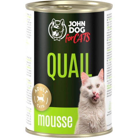 Karma mokra John Dog for Cats mus przepiórka 400g Karma mokra John Dog for Cats mus przepiórka 400g