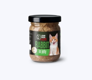 Karma mokra pełnoporcjowa dla kociąt John Dog for Cats w galaretce 100g - królik