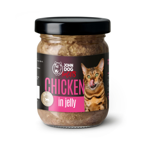 Karma mokra pełnoporcjowa dla kotów John Dog for Cats w galaretce 100g - kurczak Karma mokra pełnoporcjowa dla kotów John Dog for Cats w galaretce 100g - kurczak