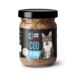Karma mokra pełnoporcjowa dla kotów John Dog for Cats w galaretce 100g - dorsz