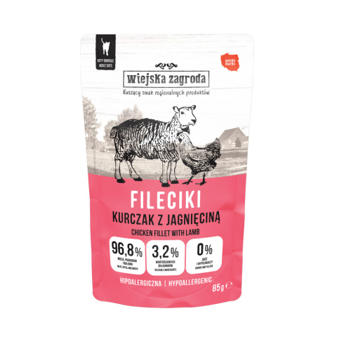 Wiejska Zagroda Zestaw Saszetek kawałki w sosie - Kurczak z jagnięciną 6x85 g Wiejska Zagroda Zestaw Saszetek kawałki w sosie - Kurczak z jagnięciną 6x85 g