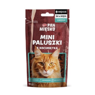Pan Mięsko Przysmak dla kota Mini paluszki kaczka z kocimiętką 50g