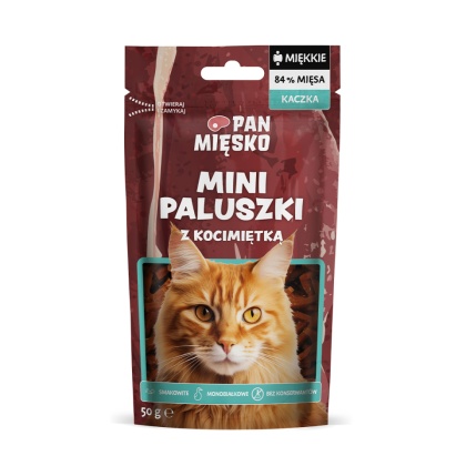 Pan Mięsko Przysmak dla kota Mini paluszki kaczka z kocimiętką 50g