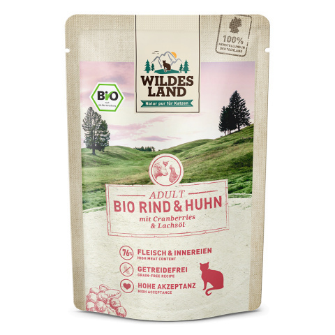 WILDES LAND CAT BIO Box - zestaw saszetek karm bio (6x85g) WILDES LAND CAT BIO Box - zestaw saszetek karm bio (6x85g)