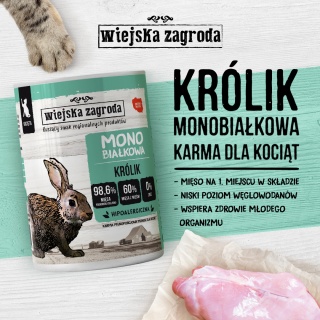 Wiejska Zagroda dla kociąt Karma Monoproteinowa królik 200g