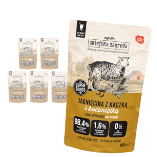 Wiejska Zagroda Zestaw Saszetek - Jagnięcina z kaczką i kocimiętką 6x100 g