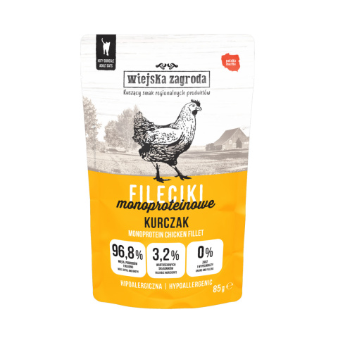 Wiejska Zagroda Zestaw Saszetek kawałki w sosie - Kurczak Monoproteinowa karma 6x85 g Wiejska Zagroda Zestaw Saszetek kawałki w sosie - Kurczak Monoproteinowa karma 6x85 g