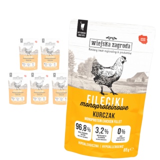 Wiejska Zagroda Zestaw Saszetek kawałki w sosie - Kurczak Monoproteinowa karma 6x85 g