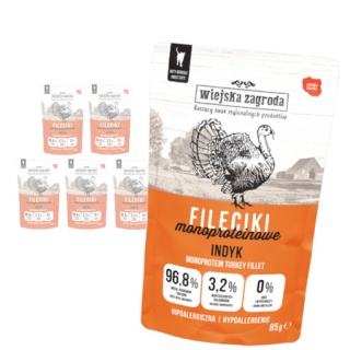 Wiejska Zagroda Zestaw Saszetek kawałki w sosie - Indyk Monoproteinowa karma 6x85 g