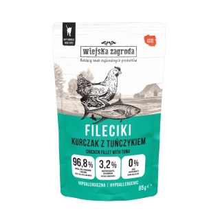 Wiejska Zagroda Zestaw Saszetek kawałki w sosie - Kurczak z tuńczykiem 6x85 g
