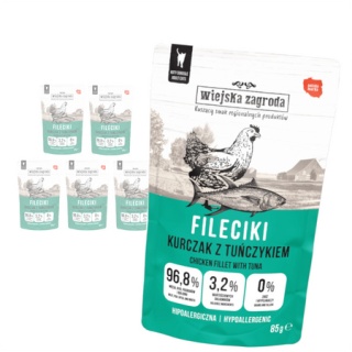 Wiejska Zagroda Zestaw Saszetek kawałki w sosie - Kurczak z tuńczykiem 6x85 g