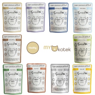 Zestaw GUSSTO testowy, MIX smaków karma premium saszteki 10x85g