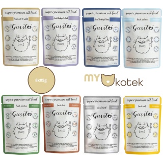 Zestaw GUSSTO testowy, MIX smaków karma premium saszteki 8x85g